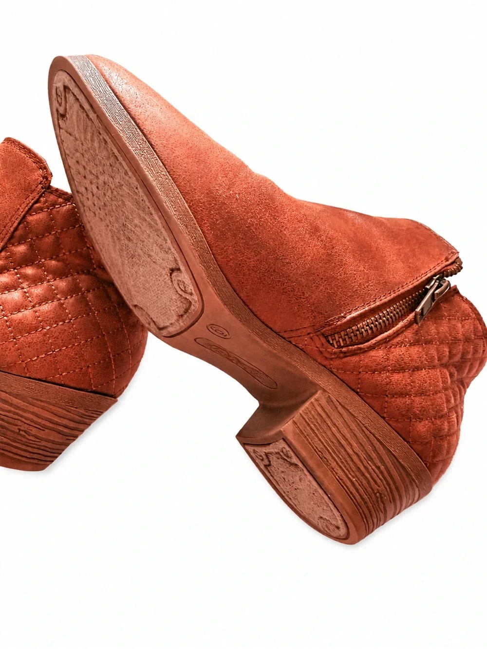 Faded Glory Cognac Brown Quilted Ankle Booties Size 6